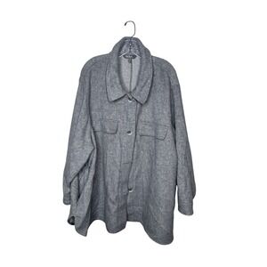 Ulla Popken Grey Twill Oversized Shirt Jacket Shacket Plus Size 32/34